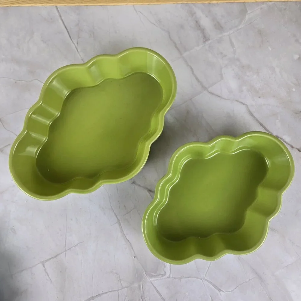 Set of 2 Chantal Talavera Collection Green Casserole Dishes 1Qt and 1.5 Qt
